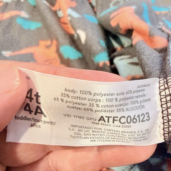 Carter’s Toddler Boy Footed Pajamas Set Size 4T Fleece Pjs Soft Zip Dinosaurs - Picture 6 of 6